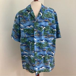 Evergreen Island Mens Aloha Shirt Sz L Made in Hawaii